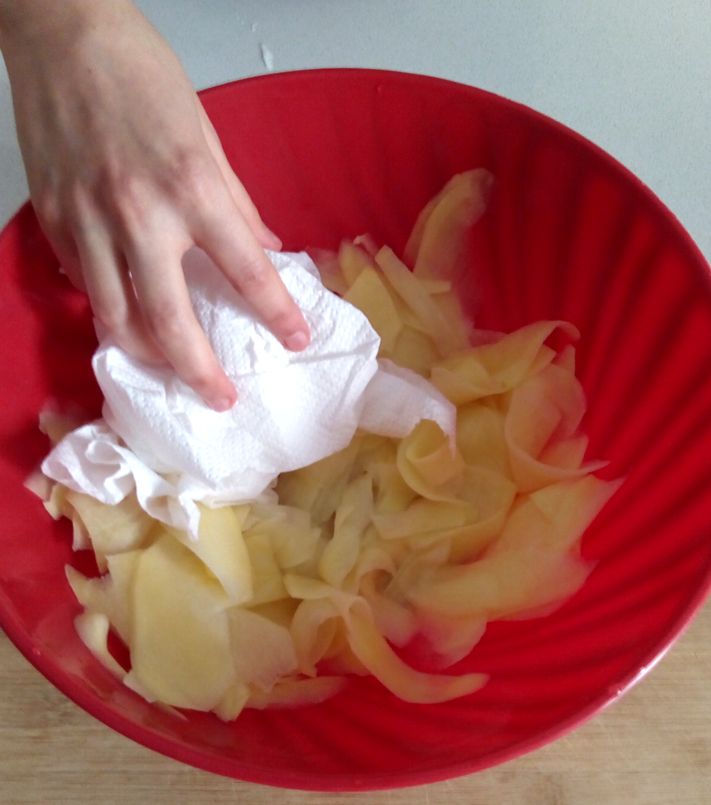 asciugate le sfoglie di patate